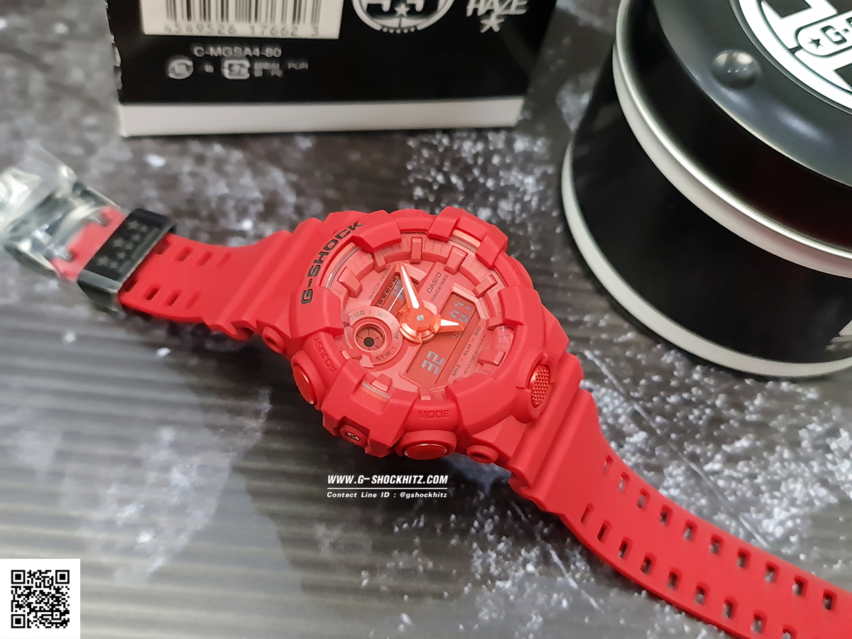 CASIO MID YEAR SALE G-SHOCK พร้อมส่ง นาฬิกาข้อมือ นาฬิกากันน้ำ นาฬิกาของแท้ ประกันศูนย์ CMG 1 ปี รุ่น GA-735C-4A นาฬิกาสีแดง