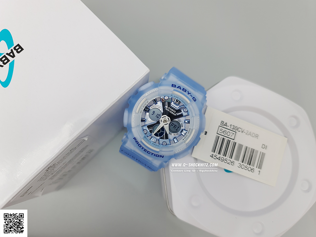 CASIO BABY-G นาฬิกาข้อมือ นาฬิกากันน้ำ นาฬิกาของแท้ ประกันศูนย์ CMG 1 ปี รุ่น BA-130CV-2A นาฬิกาสีฟ้า
