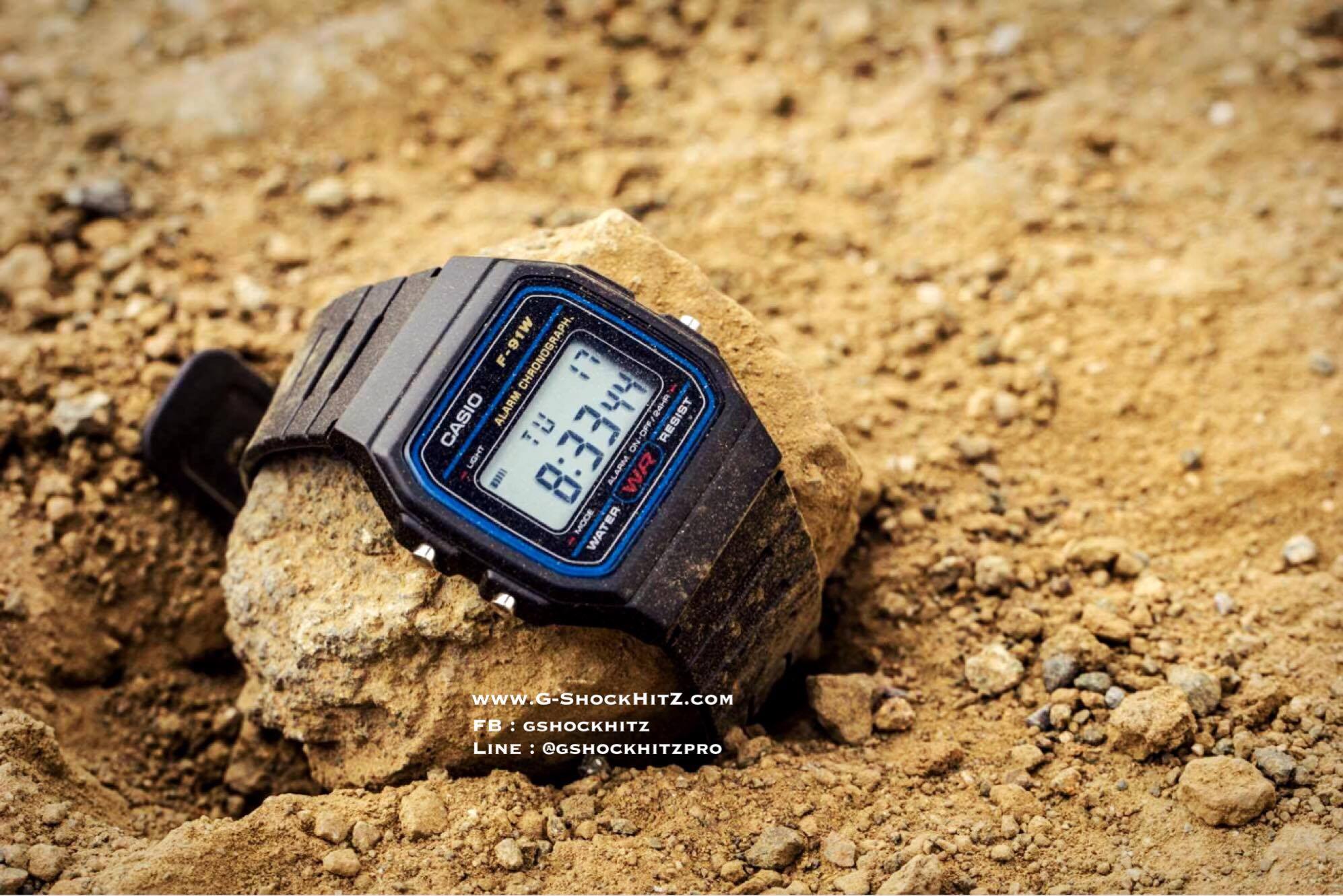 CASIO MID YEAR SALE นาฬิกาคาสิโอ พร้อมส่ง นาฬิกาข้อมือ นาฬิกากันน้ำ นาฬิกาของแท้ BTS ประกันศูนย์ CMG 1 ปี รุ่น F-91W-1 นาฬิกาสีดำ