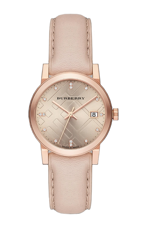 Burberry Rose Dial Rose Gold Ion-plated Ladies Watch Swiss Made BU9131