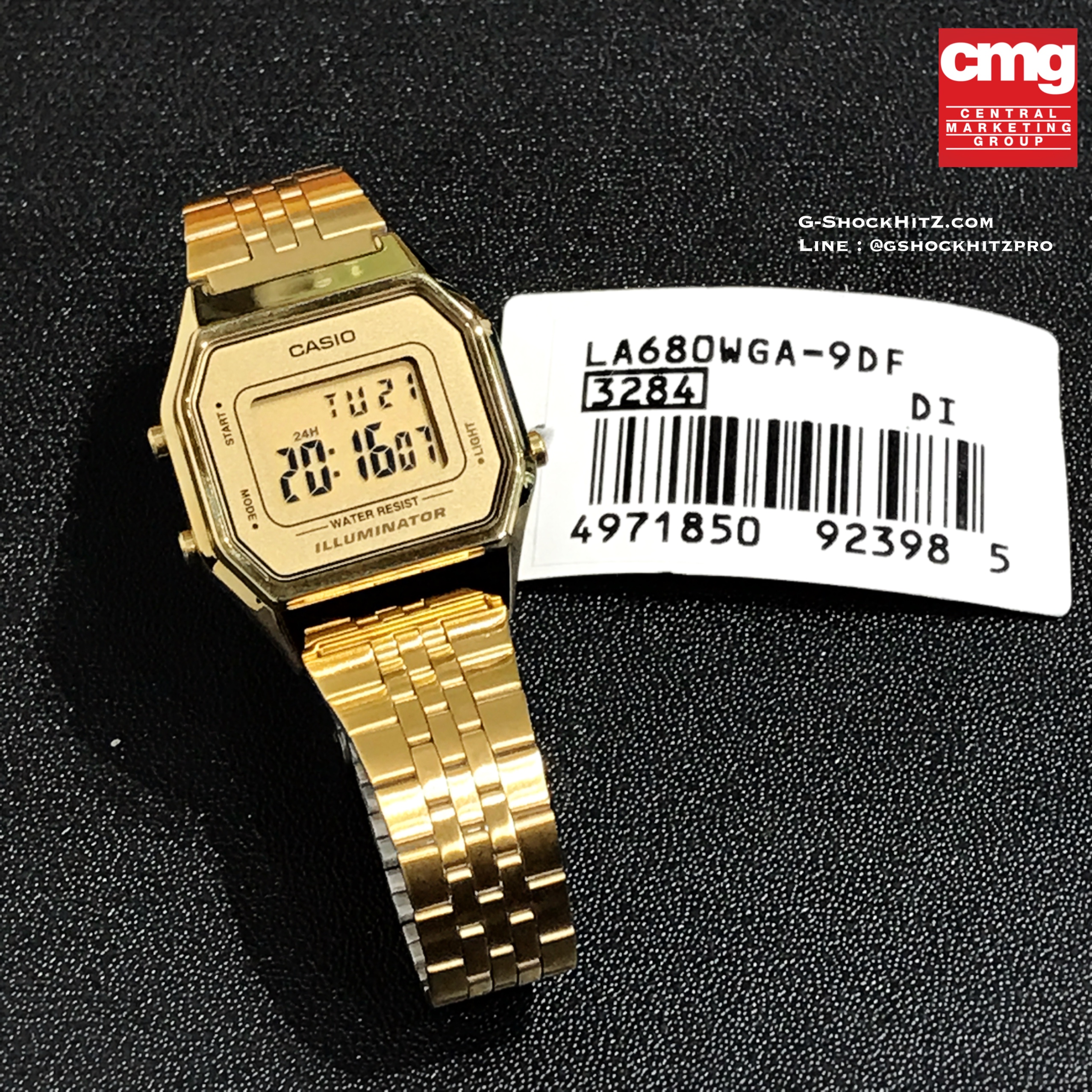 CASIO นาฬิกาคาสิโอ นาฬิกาข้อมือ นาฬิกากันน้ำ นาฬิกาของแท้ ประกันศูนย์ CMG 1 ปี รุ่น LA680WGA-9D นาฬิกาสีทอง