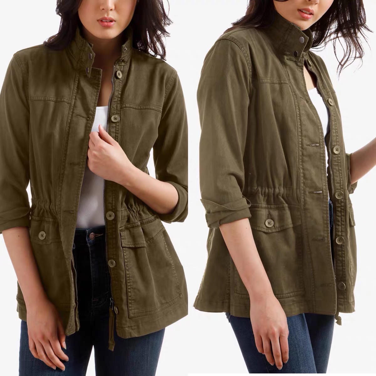 LUCKY BRAND เสื้อนอกเขียวทหาร เสื้อแจ็คเก็ต แนวทหาร แพทเทิน Lucky brandสวย เท่ห์ มาก แบรนด์ In extenso สำเนา เขียว