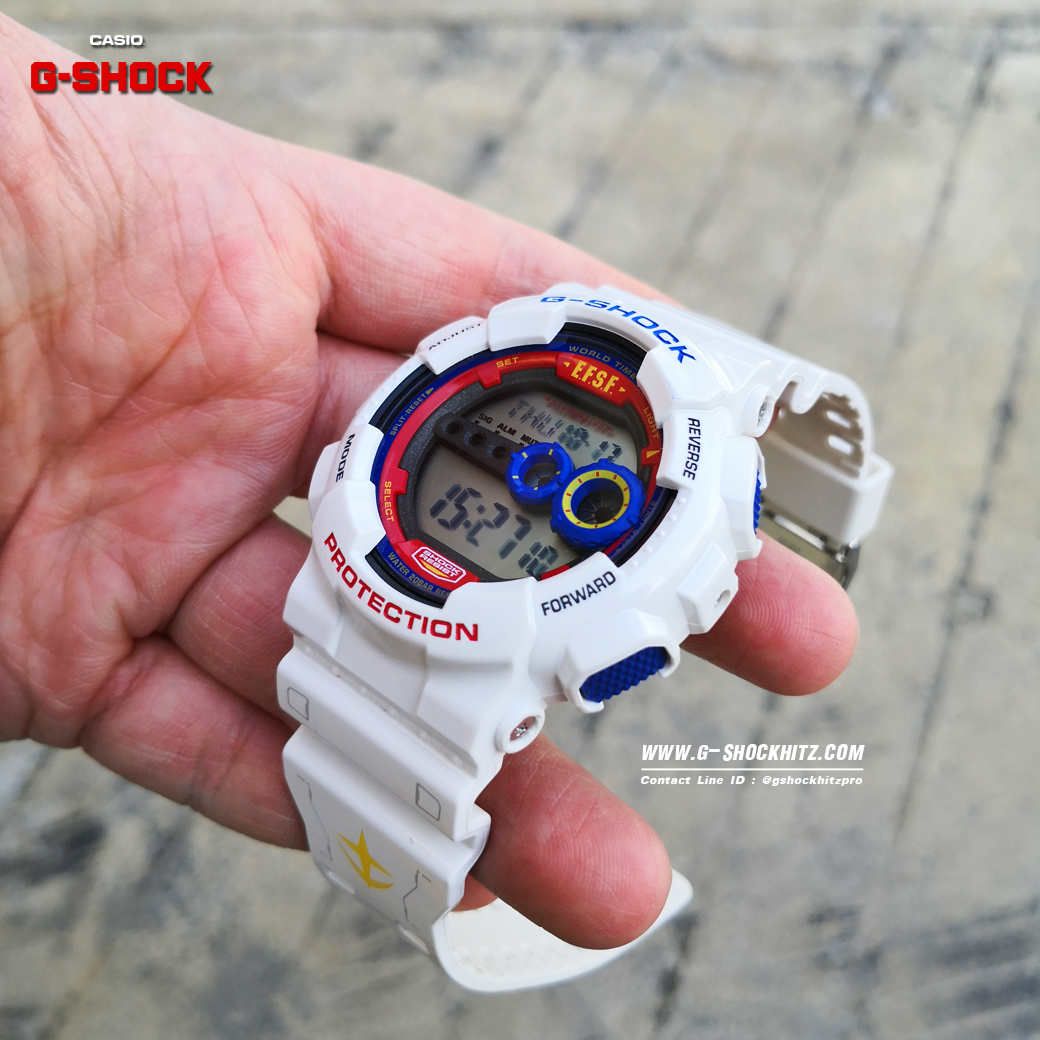 CASIO G-SHOCK นาฬิกาข้อมือ นาฬิกากันน้ำ นาฬิกาของแท้ ประกันศูนย์ CMG 1 ปี รุ่น GD-100 GUNDAM Mobile Suit นาฬิกาสีขาว