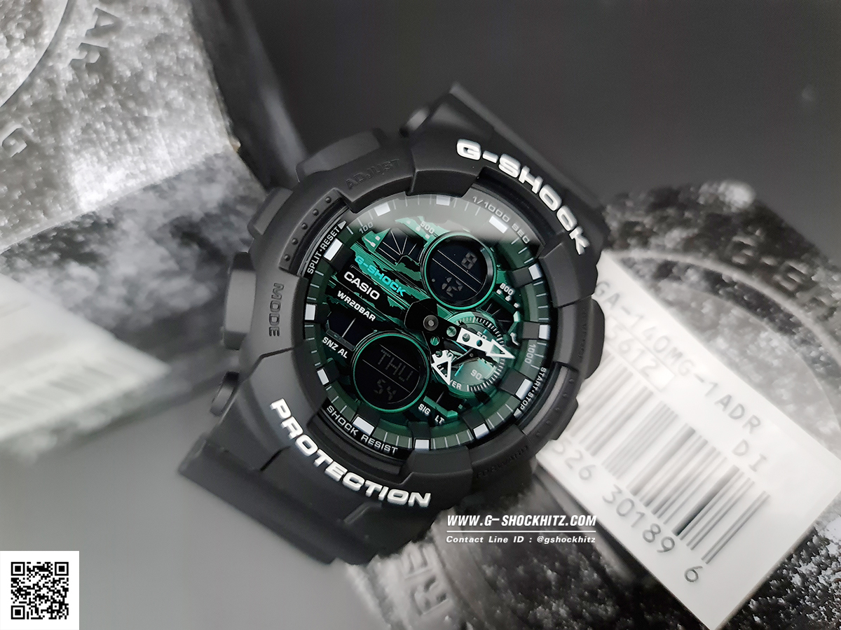 CASIO G-SHOCK นาฬิกาข้อมือ นาฬิกากันน้ำ นาฬิกาของแท้ ประกันศูนย์ CMG 1 ปี รุ่น GA-140MG-1A นาฬิกาสีดำ