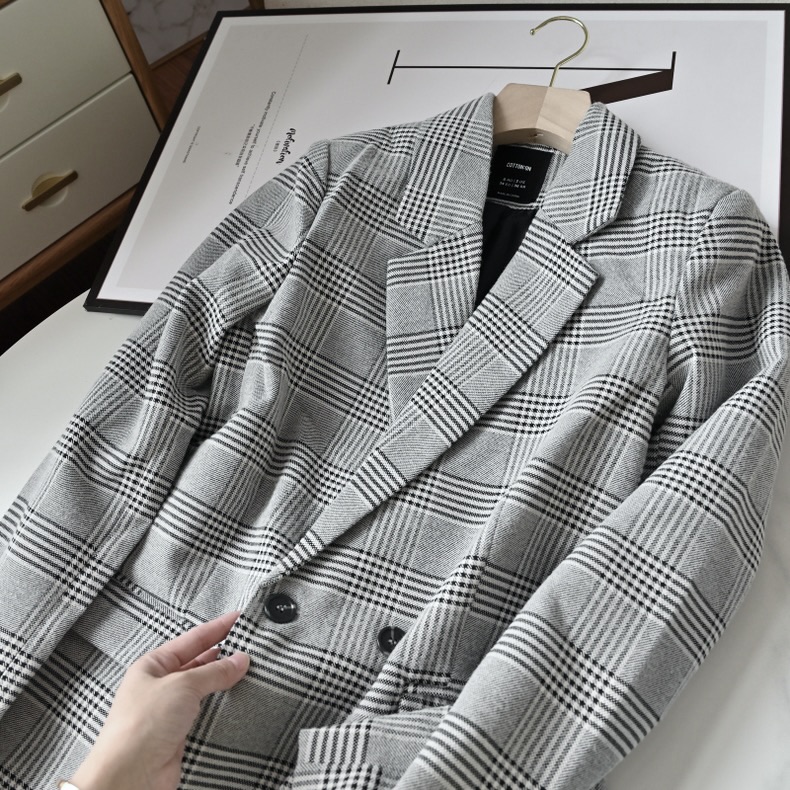 เสื้อโค้ท เสื้อคลุม ทรงสูท ลายตาราง checked plaid blazer gingerham เสื้อคลุม เบลเซอร์ Blazer check ❄️แบรนด์✨H&M✨ แท้💯% แบรนด์ สำเนา