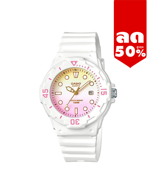CASIO นาฬิกาคาสิโอ นาฬิกาข้อมือ นาฬิกากันน้ำ นาฬิกาของแท้ ประกันศูนย์ CMG 1 ปี รุ่น LRW-200H-4E2 นาฬิกาสีขาว
