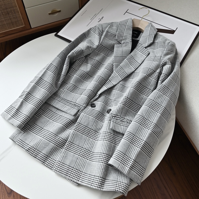 เสื้อโค้ท เสื้อคลุม ทรงสูท ลายตาราง checked plaid blazer gingerham เสื้อคลุม เบลเซอร์ Blazer check ❄️แบรนด์✨H&M✨ แท้💯% แบรนด์ สำเนา
