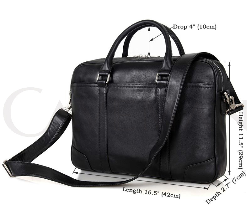 กระเป๋าเอกสารหนังแท้ สีดำ รุ่น OB-007A