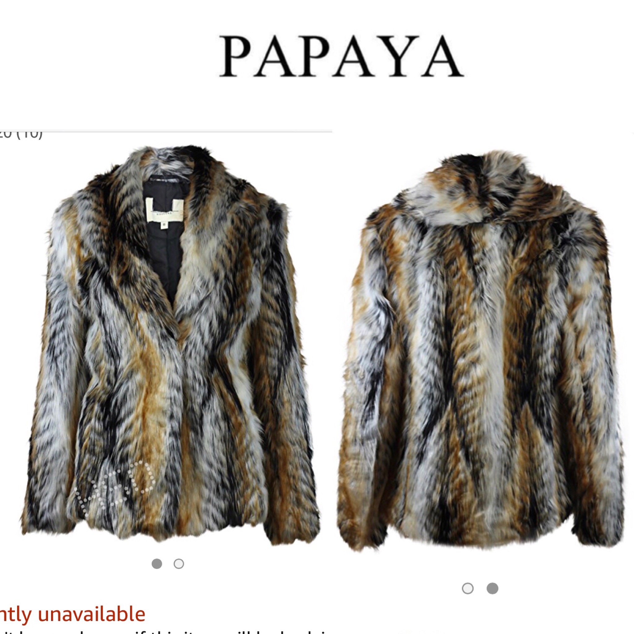 Papaya เสื้อนอก แต่งขน เสื้อกันหนาวขนเฟอร์ สีน้ำตาล งานพรีเมี่ยม แบรนด์ PAPAYA แท้ งานสวย ขนนุ่ม หรูมาก คะ SiZe M/L/XL