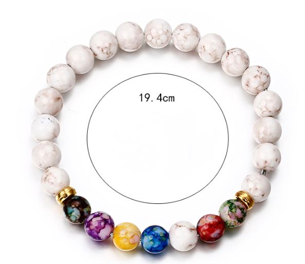 สร้อยข้อมือ ผู้หญิง สร้อยข้อมือลายหินอ่อน ลูกปัด สลับสี สวย ธรรมชาติ สร้อยข้อมือ แบบโยคะ สวย ๆ 293172