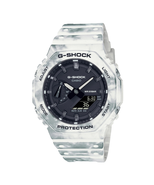 CASIO MID YEAR SALE G-SHOCK พร้อมส่ง นาฬิกาข้อมือ นาฬิกากันน้ำ นาฬิกาของแท้ ประกันศูนย์ CMG 1 ปี รุ่น GAE-2100GC-7A นาฬิกาสีขาว