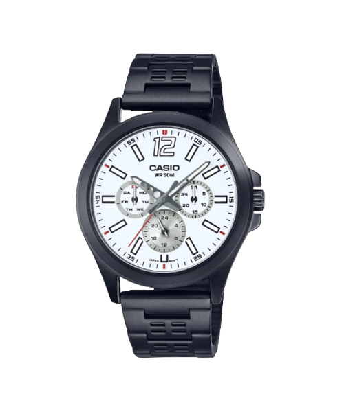 CASIO นาฬิกาคาสิโอ นาฬิกาข้อมือ นาฬิกากันน้ำ นาฬิกาของแท้ ประกันศูนย์ CMG 1 ปี รุ่น MTP-E350B-7B นาฬิกาสีดำ