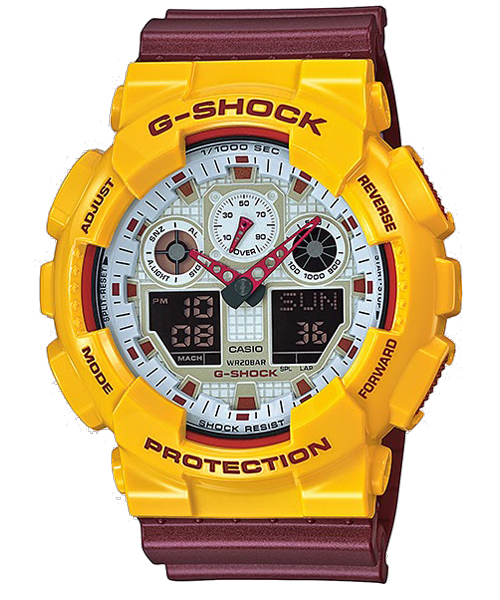 CASIO G-SHOCK นาฬิกาข้อมือ นาฬิกากันน้ำ นาฬิกาของแท้ ประกันศูนย์ CMG 1 ปี รุ่น GA-100CS-9A นาฬิกาสีเหลือง
