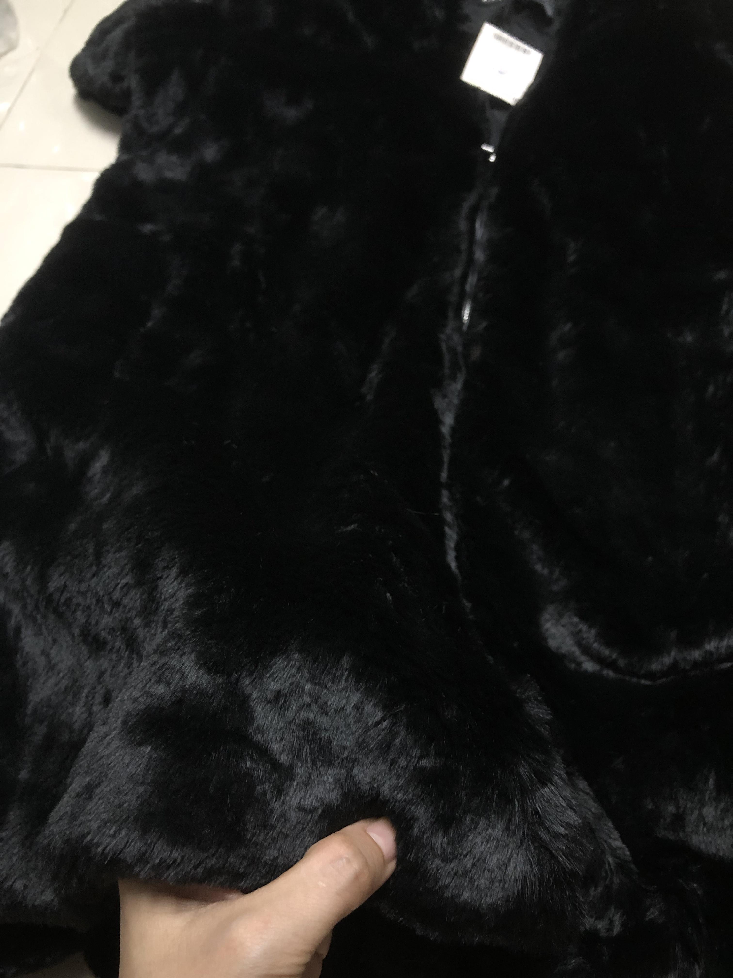 pepco เสื้อเฟอร์กันหนาว หมวกฮู้ด เสื้อขน FLUFFY Coat แบรนด์ PEPCO ดำ / เบจ
