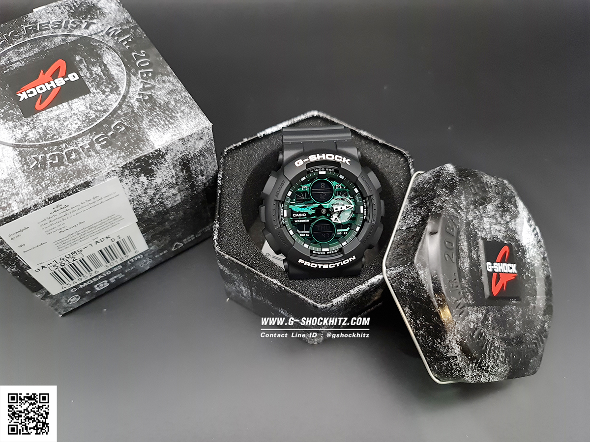 CASIO G-SHOCK นาฬิกาข้อมือ นาฬิกากันน้ำ นาฬิกาของแท้ ประกันศูนย์ CMG 1 ปี รุ่น GA-140MG-1A นาฬิกาสีดำ