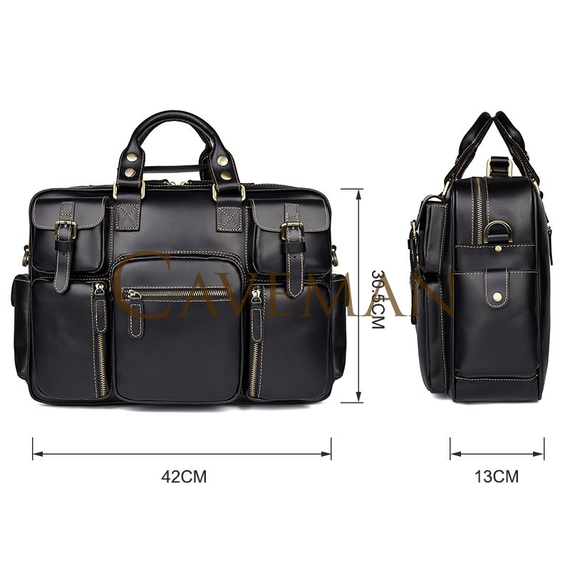 กระเป๋าเดินทางหนังแท้ สีดำ รุ่น TB-001A