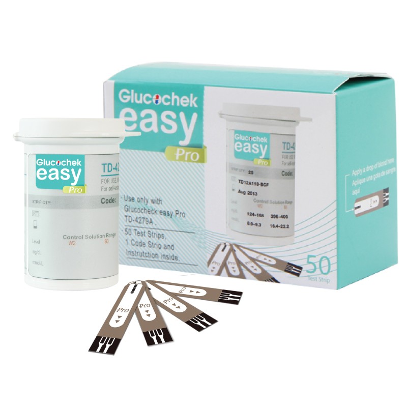 แผ่นตรวจน้ำตาลในเลือด Glucochek Easy Pro กล่องละ 50 ชิ้น