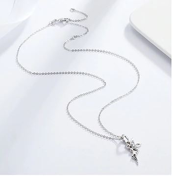 สร้อยคอผู้หญิง สร้อยคอ พร้อมจี้ เงินแท้ 925 จี้เงิน ภูตน้อย นางฟ้า สีเงิน ฝังเพชร CZ AAA สร้อยคอวัยรุ่น ใส่ทำงาน 209393