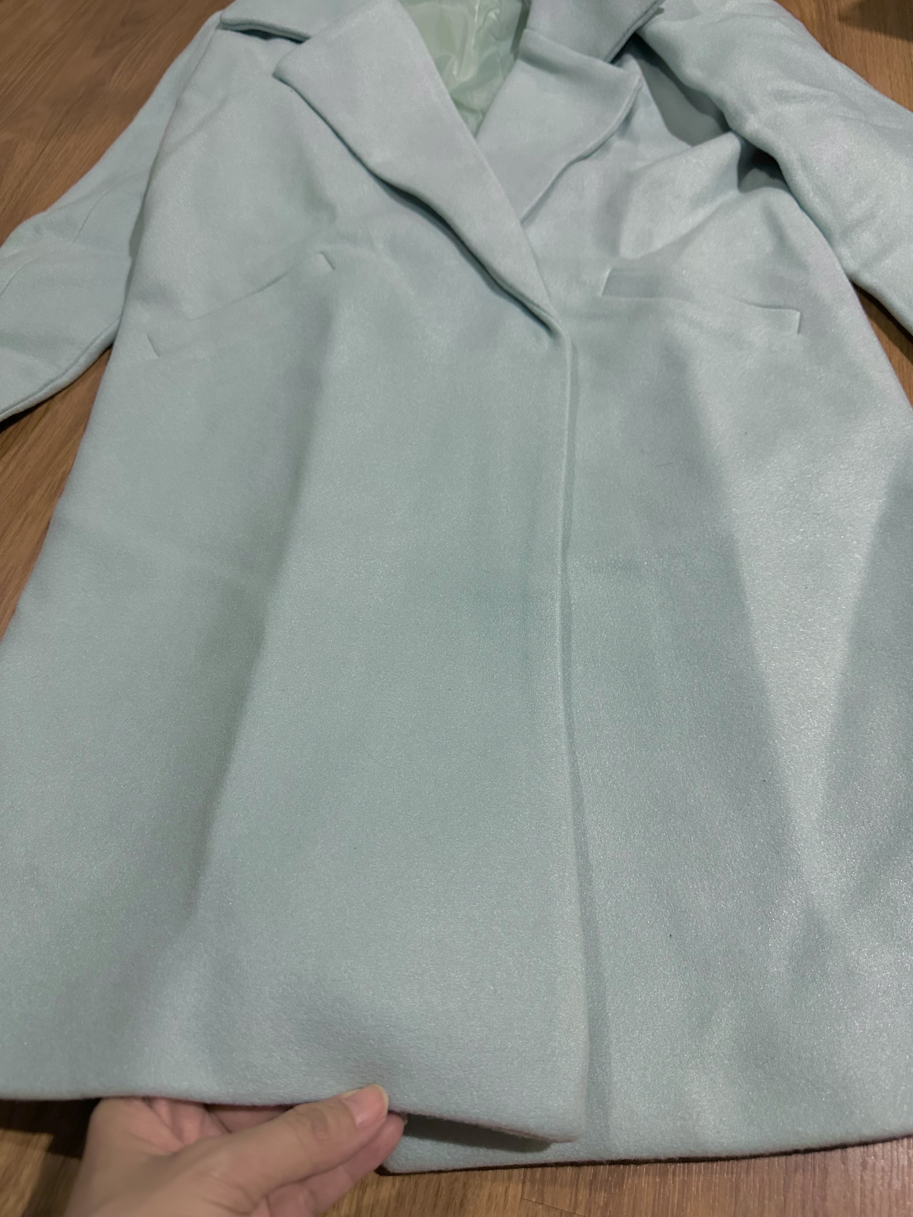 Ozoc เสื้อโค้ท เสื้อกันหนาว เนื้อผ้าสักหลาดวูล สีฟ้าพาสเทล แบรนด์ JOICES