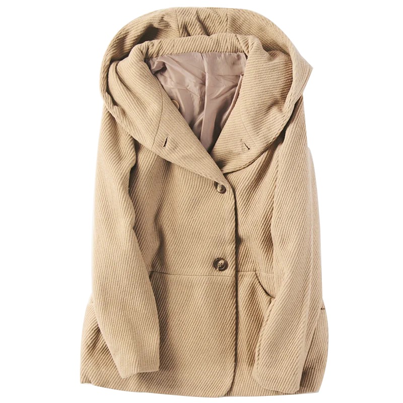 โค้ทฮู้ด เสื้อกันหนาวสักหลาดวูล ทรงPEA COAT แบรนด์ earth Music &Ecology (JAPAN) เทา