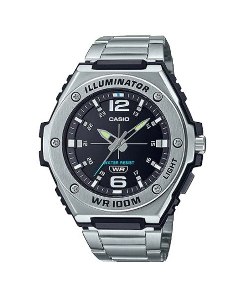 CASIO นาฬิกาคาสิโอ นาฬิกาข้อมือ นาฬิกากันน้ำ นาฬิกาของแท้ ประกันศูนย์ CMG 1 ปี รุ่น MWA-100HD-1A นาฬิกาสีเงิน