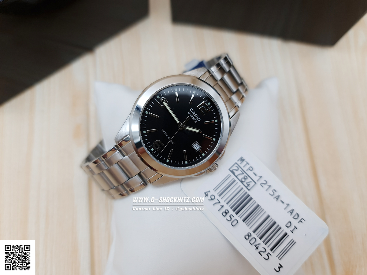 CASIO นาฬิกาคาสิโอ นาฬิกาข้อมือ นาฬิกากันน้ำ นาฬิกาของแท้ ประกันศูนย์ CMG 1 ปี รุ่น MTP-1215A-1A นาฬิกาสีเงิน