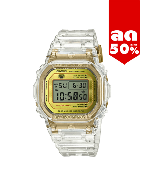 CASIO MID YEAR SALE G-SHOCK พร้อมส่ง นาฬิกาข้อมือ นาฬิกากันน้ำ นาฬิกาของแท้ ประกันศูนย์ CMG 1 ปี รุ่น DW-5035E-7 นาฬิกาสีทอง