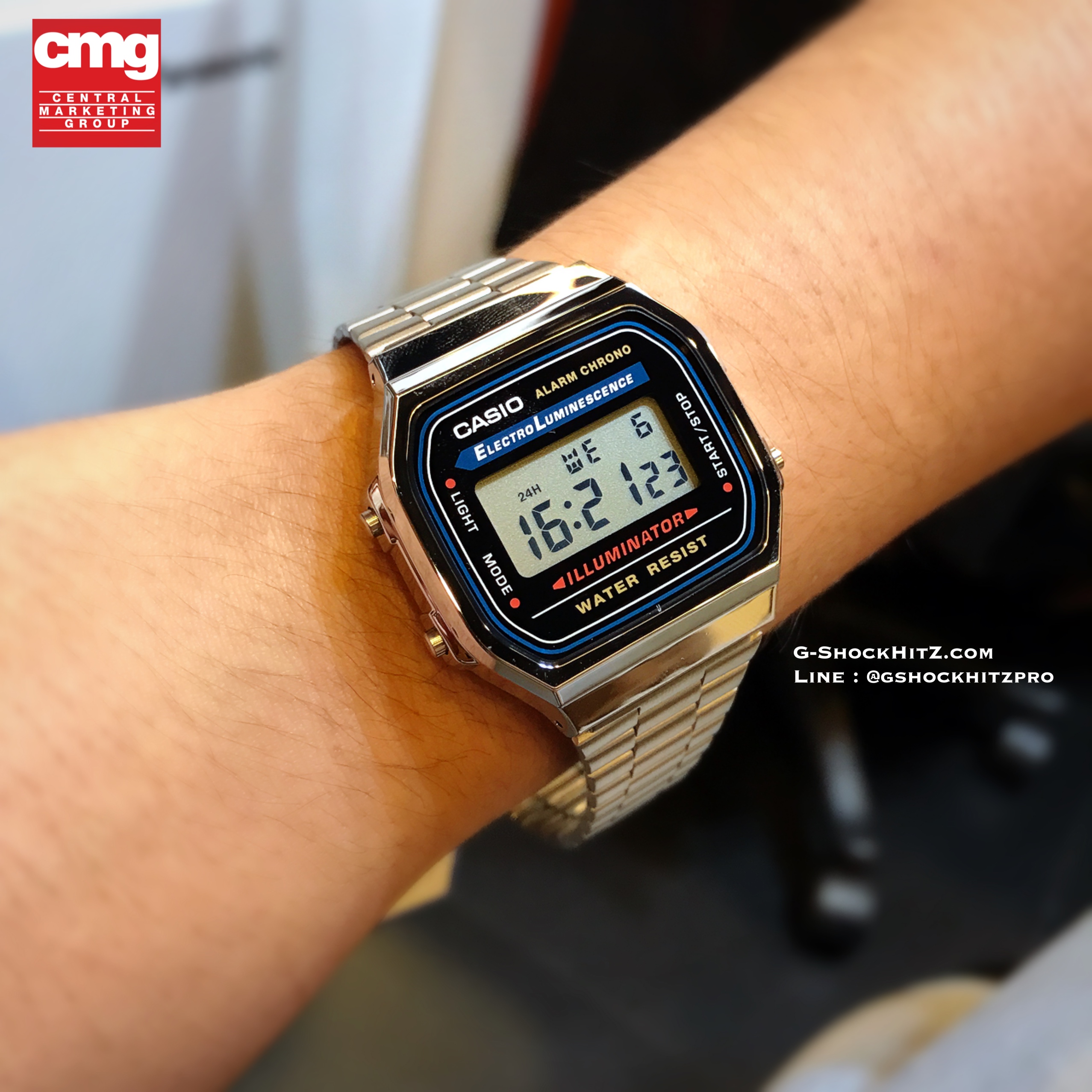 CASIO นาฬิกาคาสิโอ นาฬิกาข้อมือ นาฬิกากันน้ำ นาฬิกาของแท้ ประกันศูนย์ CMG 1 ปี รุ่น A-168WA-1Q นาฬิกาสีเงิน