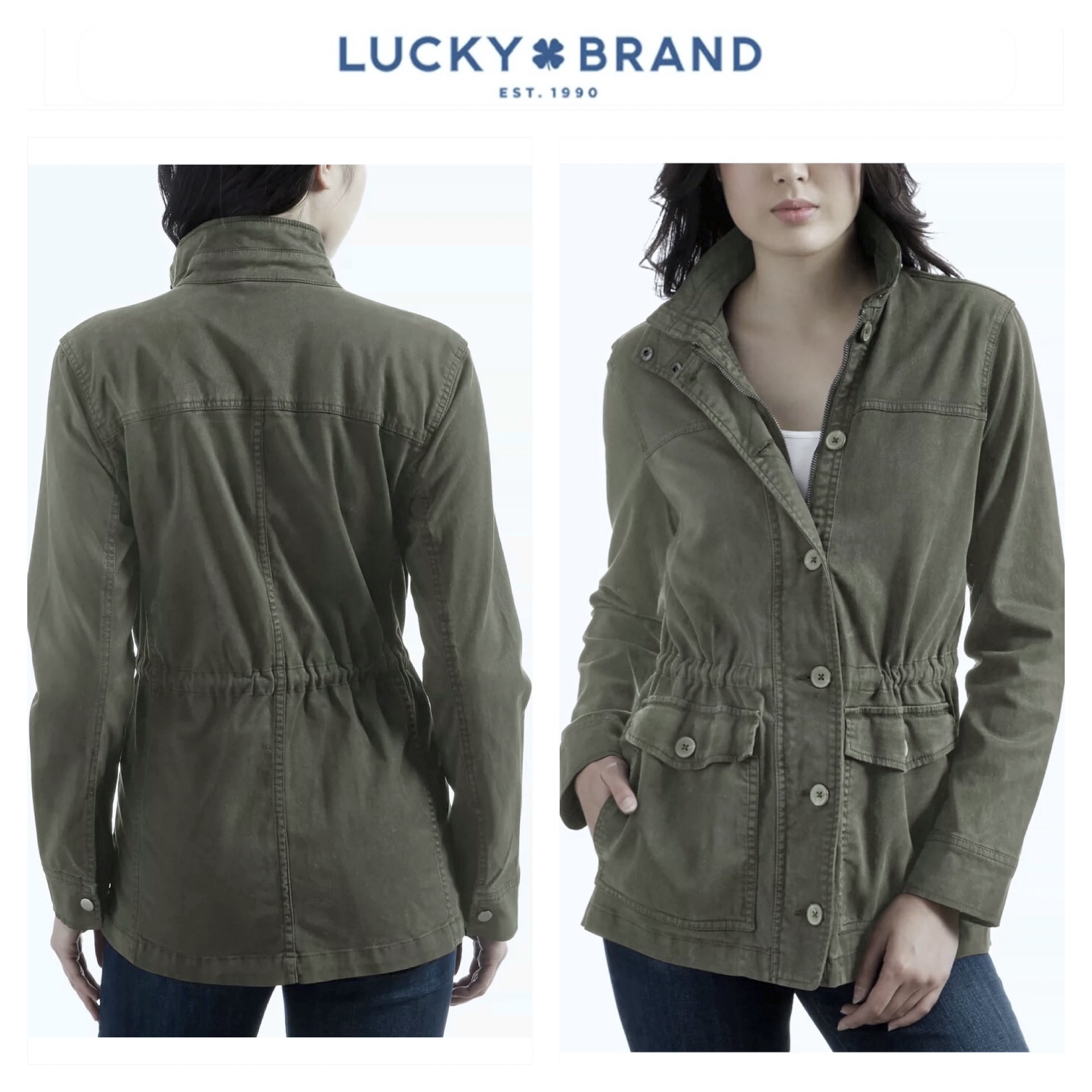 LUCKY BRAND เสื้อนอกเขียวทหาร เสื้อแจ็คเก็ต แนวทหาร แพทเทิน Lucky brandสวย เท่ห์ มาก แบรนด์ In extenso สำเนา เขียว