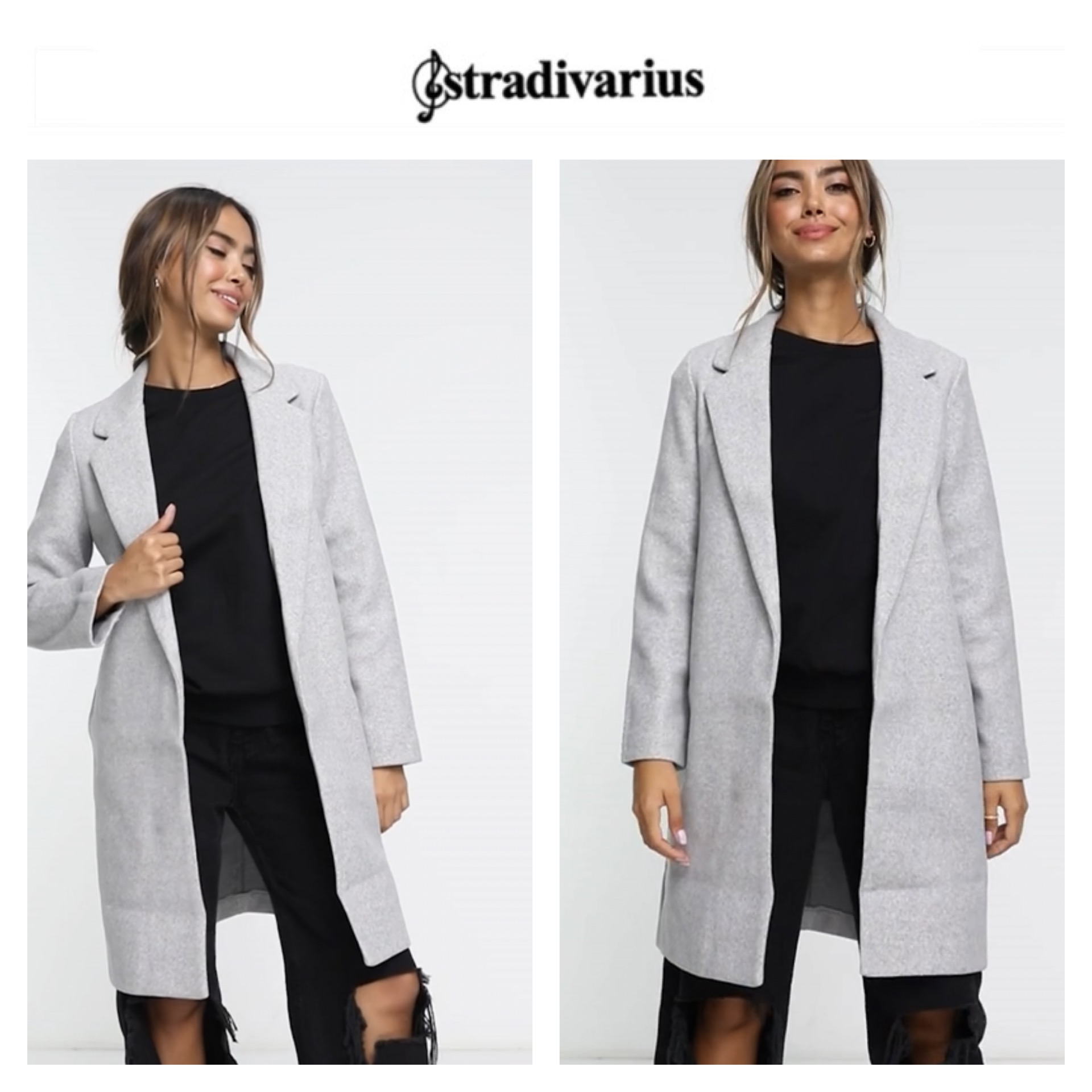 เสื้อโค้ท เสื้อโค้ทกันหนาว โค้ทวูล tailored knot coat สีเบจ แบรนด์ STRADIVARIUS สำเนา