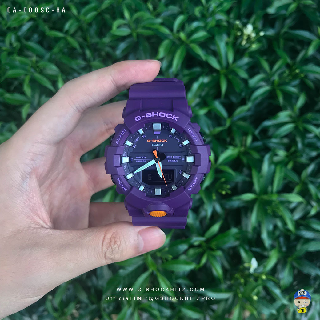 CASIO G-SHOCK นาฬิกาข้อมือ นาฬิกากันน้ำ นาฬิกาของแท้ ประกันศูนย์ CMG 1 ปี รุ่น GA-800SC-6A นาฬิกาสีม่วง