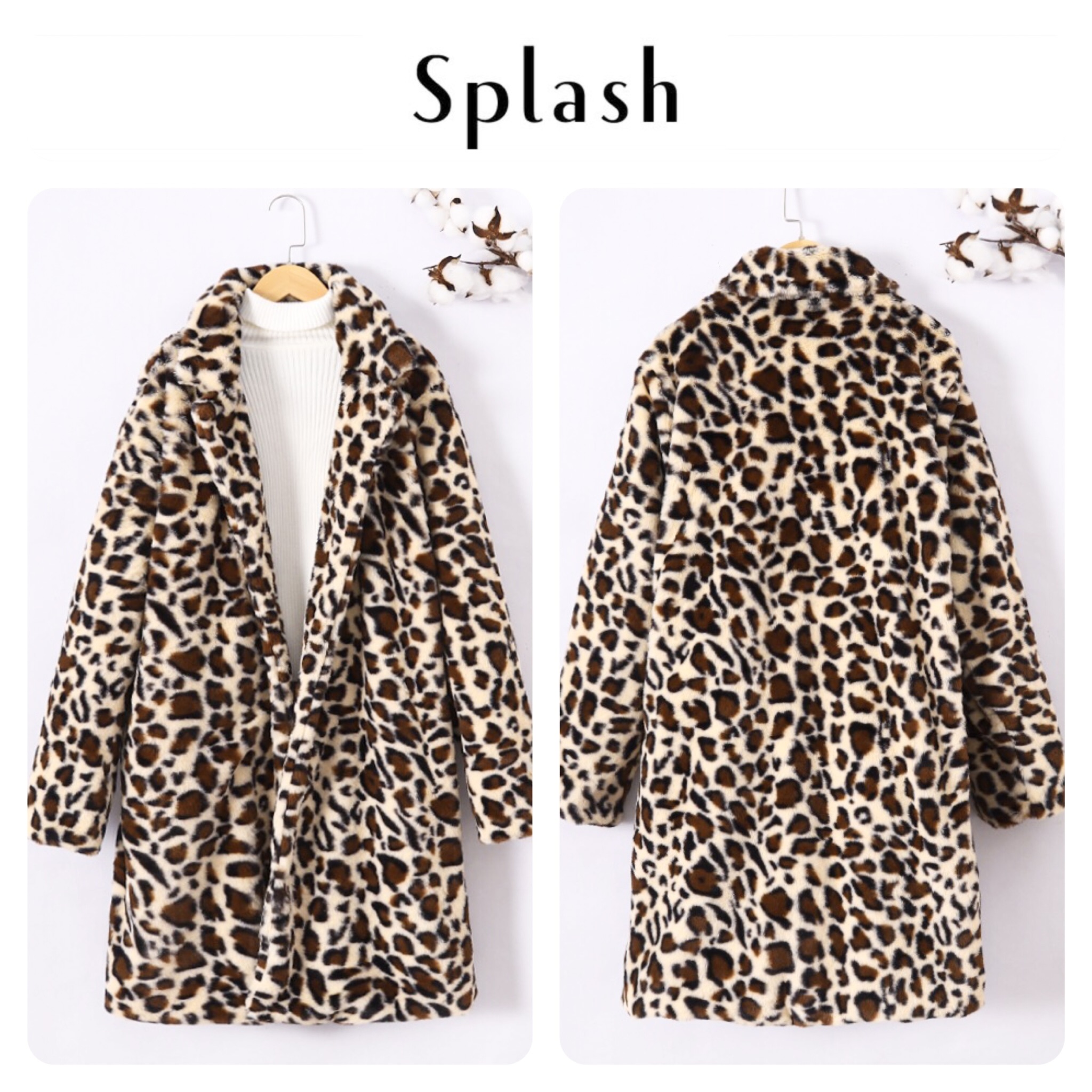 Splash เสื้อโค้ทเฟอร์ ลายเสือ กันหนาว เสื้อขนเฟอร์ ลายเสือ แบรนด์ SPLASH เนื้อขนนุ่มละเอียด นิ่มมากค่ะแบรนด์ สำเนา สำเนา ลายเสือ