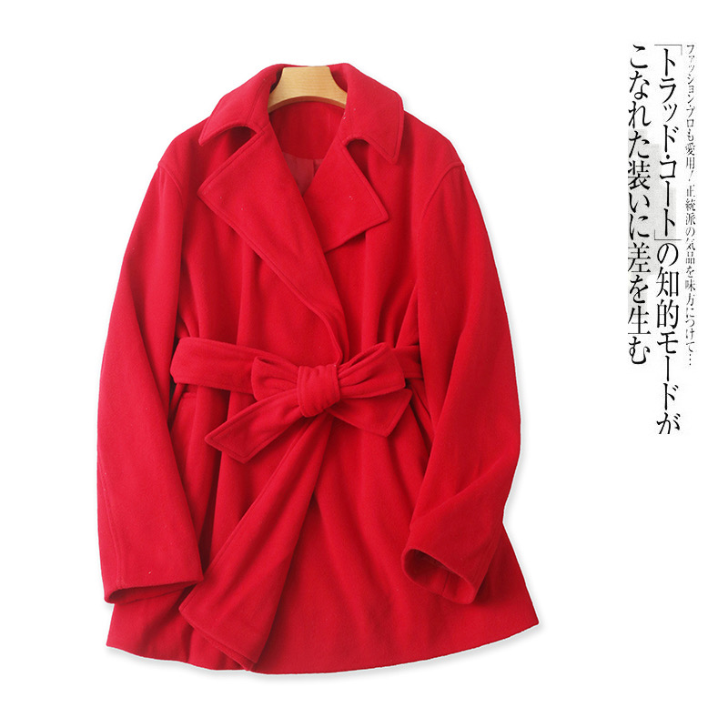 Love tree เสื้อโค้ทกันหนาว เสื้อกันหนาว overcoat โค้ทวูล สีcamel belt coat สีครีมเบจ แบรนด์ LOVE TREE สำเนา สำเนา Camel
