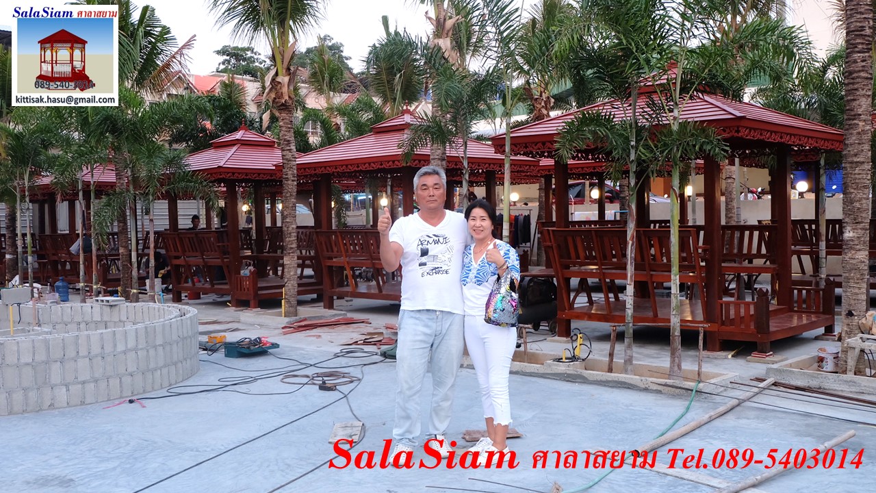 ผลงานการส่งมอบศาลาทรงบาหลีของ ร้านหมูกะทะ & ซีฟู๊ด Top Pull Villa พัทยา ชลบุรี จำนวน 17 หลัง