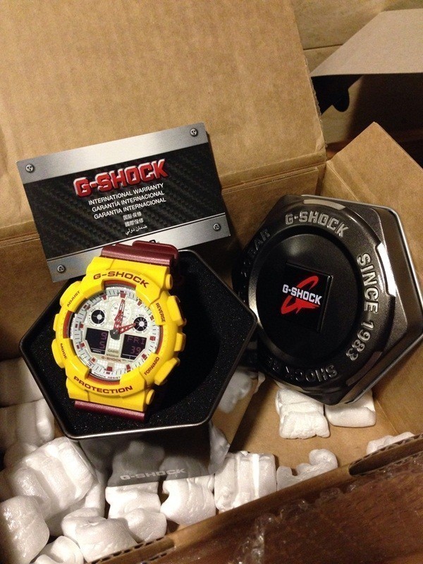 CASIO G-SHOCK นาฬิกาข้อมือ นาฬิกากันน้ำ นาฬิกาของแท้ ประกันศูนย์ CMG 1 ปี รุ่น GA-100CS-9A นาฬิกาสีเหลือง