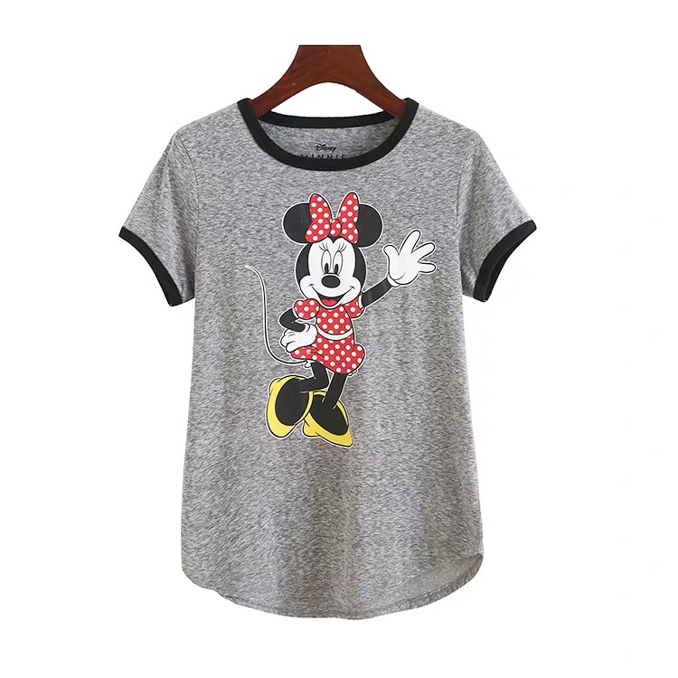 Disney เสื้อยืดคอกลม สีเทา ลายMinney mouse งานDISNEY แท้ สวยมากคะ สำเนา เทา