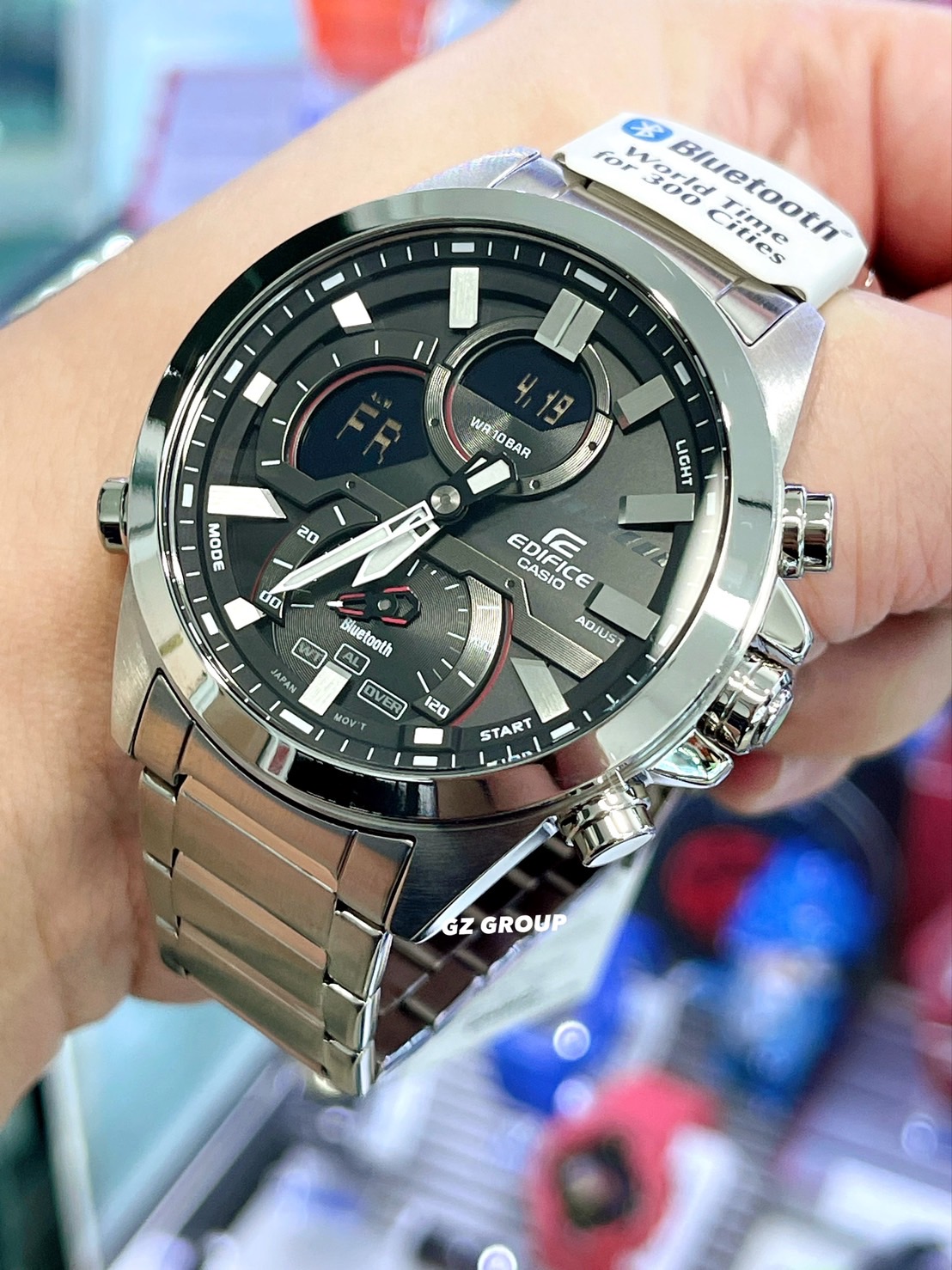 CASIO EDIFICE นาฬิกาข้อมือ นาฬิกากันน้ำ นาฬิกาของแท้ ประกันศูนย์ CMG 1 ปี รุ่น ECB-30D-1A นาฬิกาสีเงิน