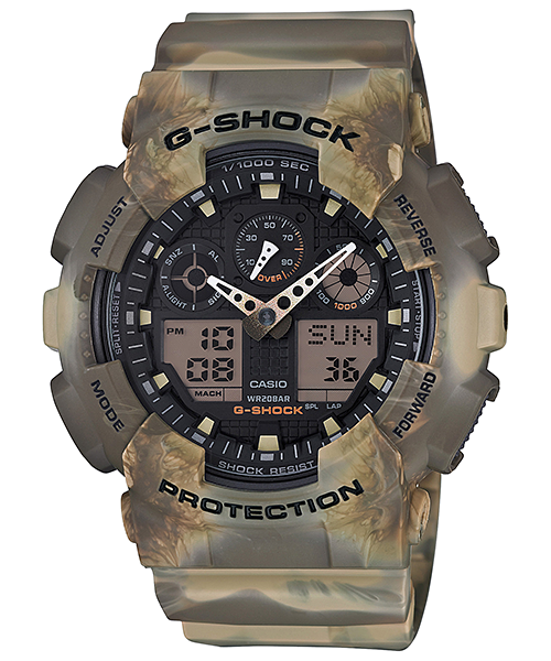 CASIO G-SHOCK นาฬิกาข้อมือ นาฬิกากันน้ำ นาฬิกาของแท้ ประกันศูนย์ CMG 1 ปี รุ่น GA-100MM-5A นาฬิกาสีน้้ำตาล