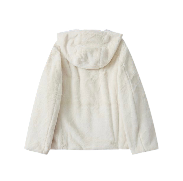 เสื้อเฟอร์กันหนาว หมวกฮู้ด เสื้อขน Fluffy coat แบรนด์ Shein ดำ