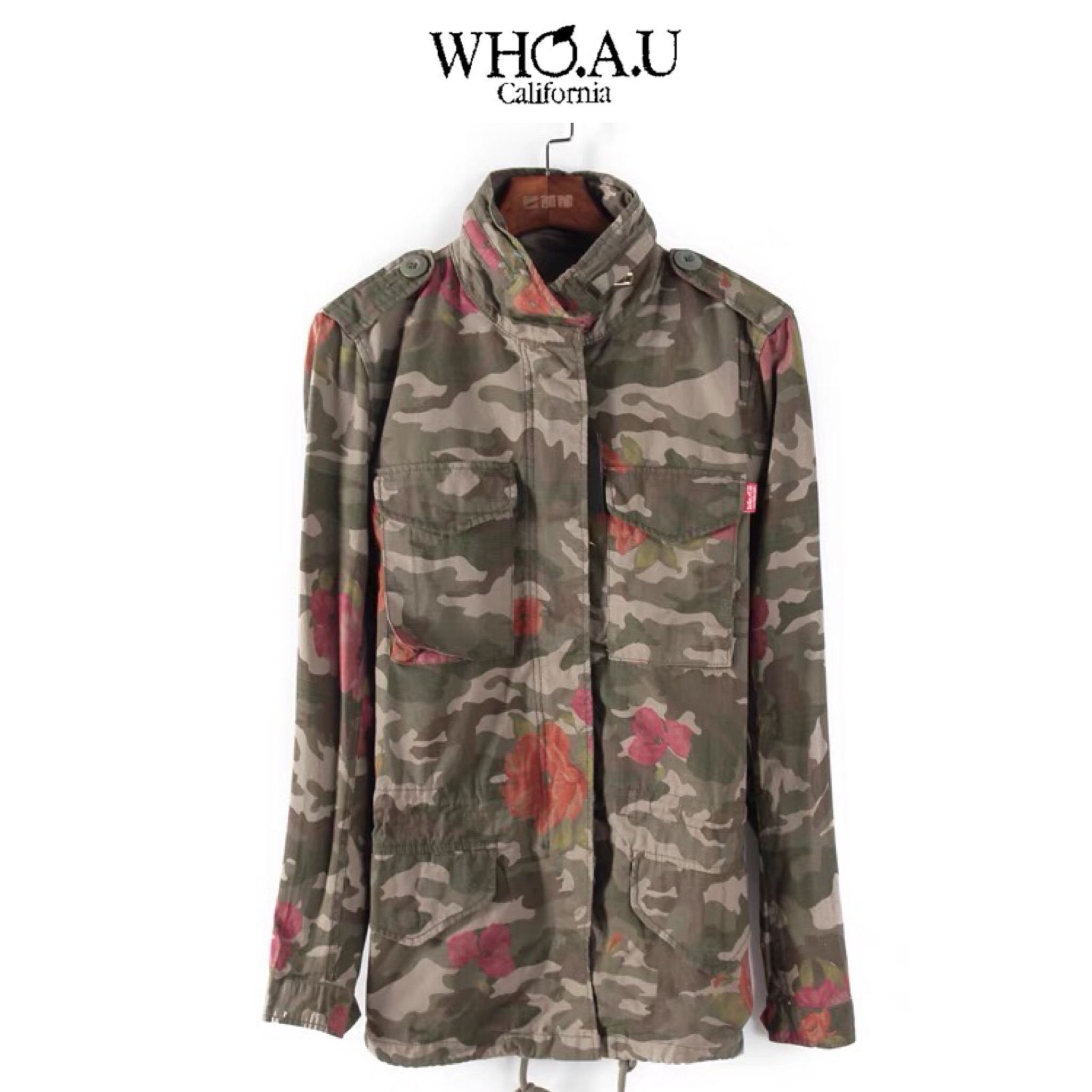 Who.au เสื้อนอกทหาร เสื้อแจ็คเก็ต ลายพรางFlora camo แนวทหาร แพทเทินสวย เท่ห์ มาก แบรนด์Who.Au คะ สำเนา สำเนา สำเนา สำเนา สำเนา เขียว