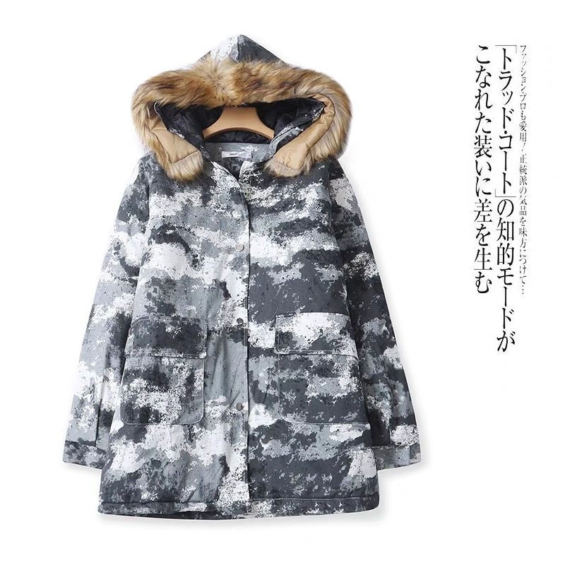 Victory เสื้อกันหนาว เสื้อฮู้ดเฟอร์ บุนวมอุ่น แบรนด์ victory over siZe bomber jacket (ขนเฟอร์ถอดได้ค่ะ) ลายพราง