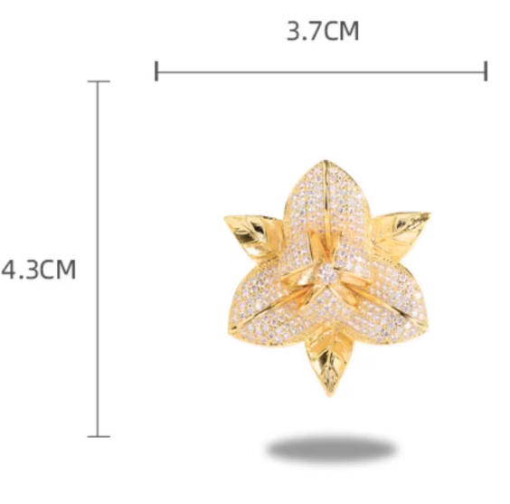 เข็มกลัด ดอกพุดซ้อน ดอกการ์ดีเนีย ฝังเพชร สวยหรู หลากสี เขียวมรกต ฟ้า ทอง เงิน ฝังเพชร CZ AAA 626715