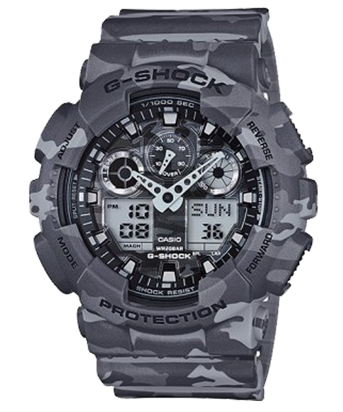 CASIO G-SHOCK นาฬิกาข้อมือ นาฬิกากันน้ำ นาฬิกาของแท้ ประกันศูนย์ CMG 1 ปี รุ่น GA-100CM-8A นาฬิกาสีเทา