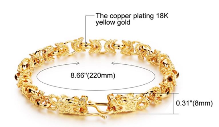 กำไลข้อมือ ทอง สร้อยข้อมือ ทองชุบ 18 K สร้อยข้อมือมังกร 2 หัว เสริมบารมี ผู้ชาย ผู้หญิง ใส่ได้ 486999