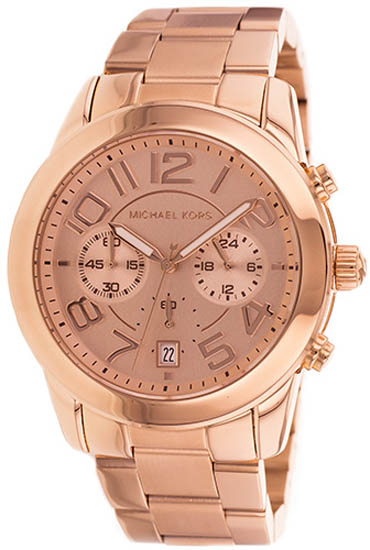Michael Kors MK5727 Women's Mercer Rose Gold-Tone Stainless Steel Bracelet Chronograph Watch