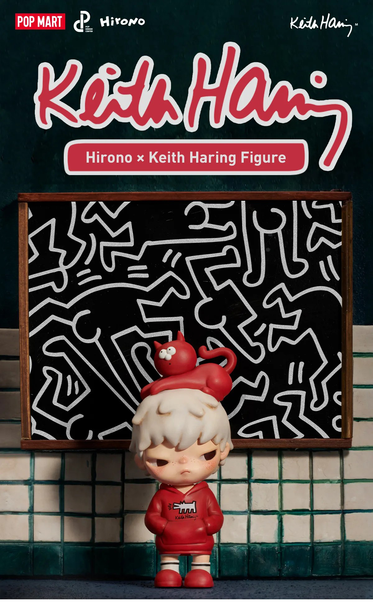POP MART Hirono x Keith Haring Figure แมวแดง