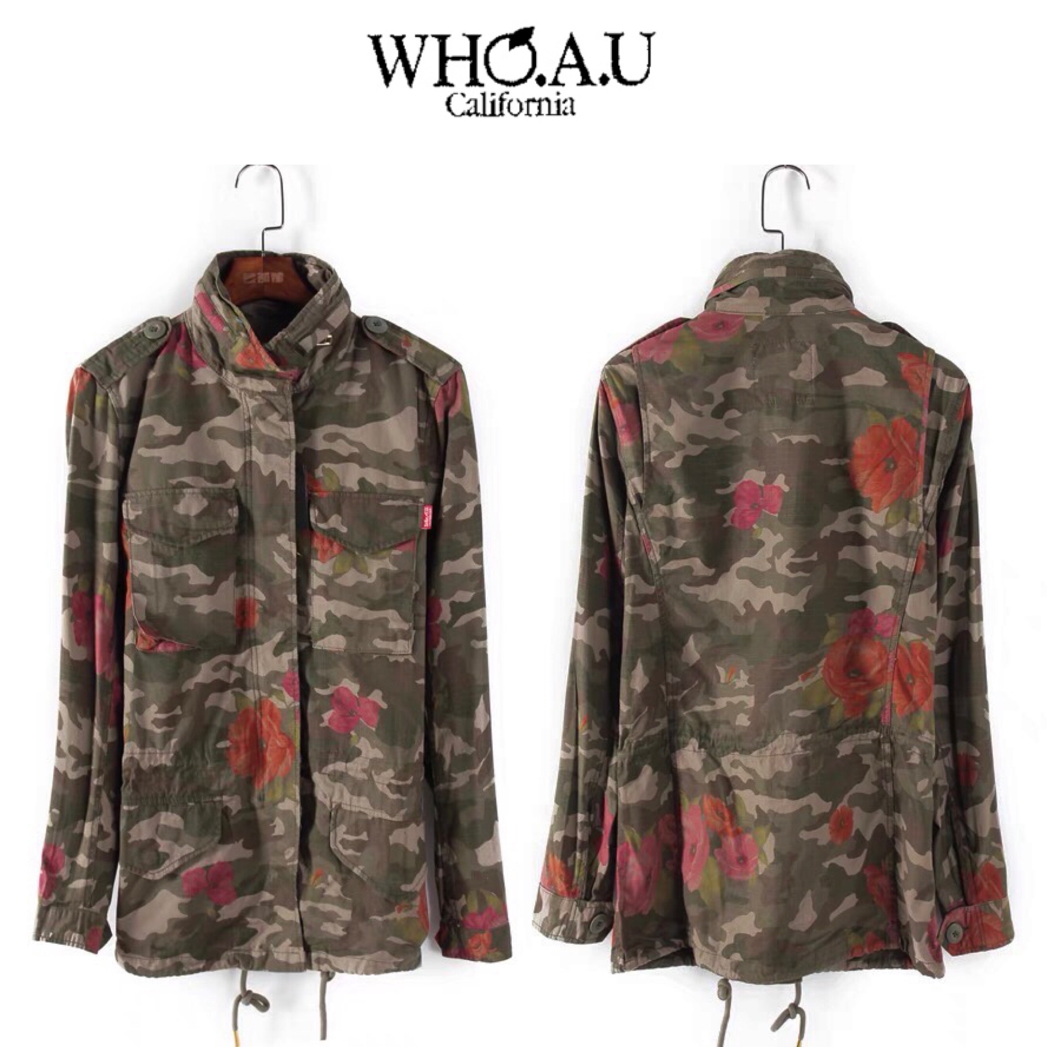 Who.au เสื้อนอกทหาร เสื้อแจ็คเก็ต ลายพรางFlora camo แนวทหาร แพทเทินสวย เท่ห์ มาก แบรนด์Who.Au คะ สำเนา สำเนา สำเนา สำเนา สำเนา เขียว