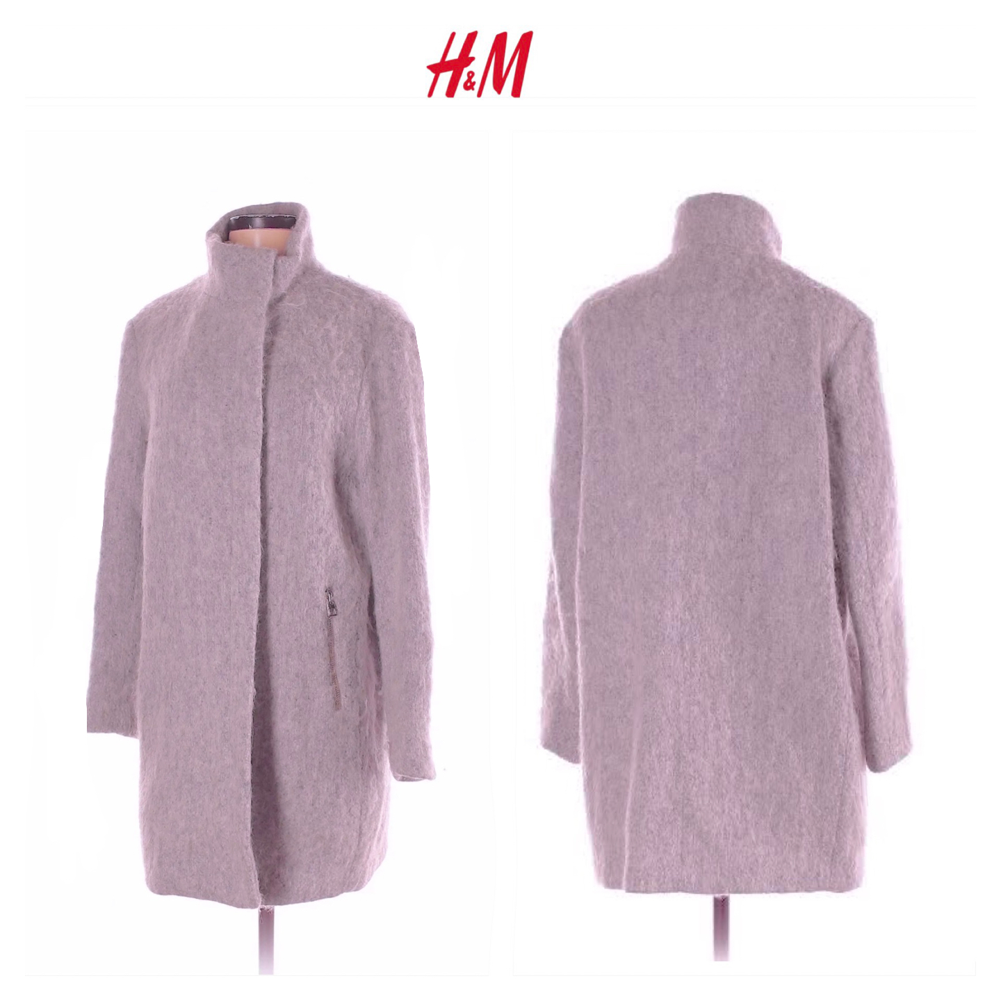เสื้อโค้ท เสื้อกันหนาว เนื้อผ้าสักหลาด สีม่วงอ่อน แบรนด์ H&M