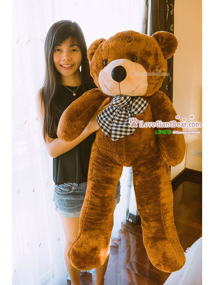 ตุ๊กตาหมีตัวใหญ่ สีน้ำตาลเข้ม (ตากลม) ขนาด 1.2 เมตร ขนนิ่มมาก (ตัวใหญ่)
