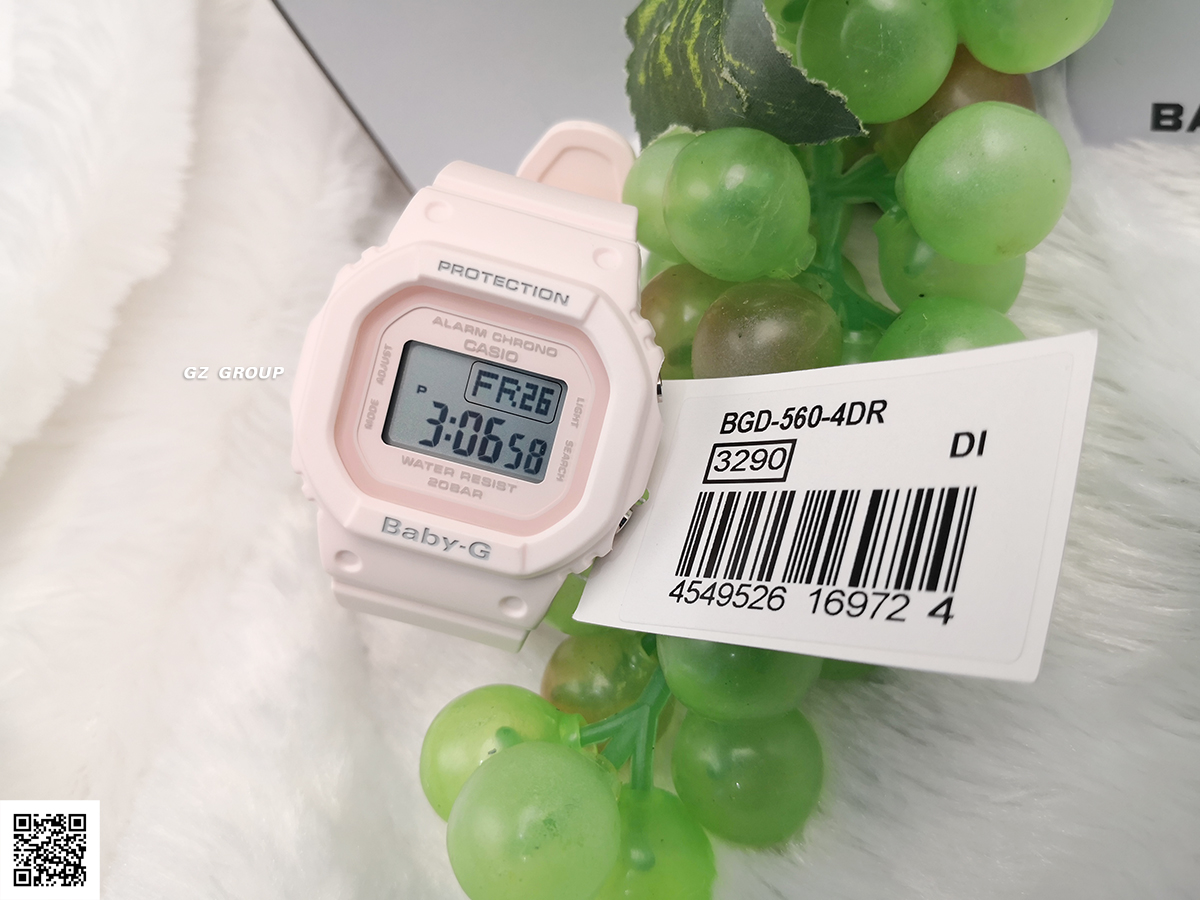 CASIO BABY-G นาฬิกาข้อมือ นาฬิกากันน้ำ นาฬิกาของแท้ ประกันศูนย์ CMG 1 ปี รุ่น BGD-560-4 นาฬิกาสีชมพู